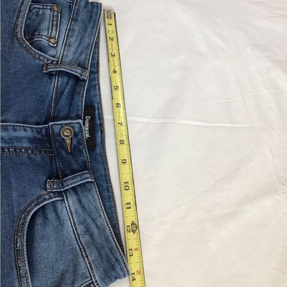 Desigual Straight Leg Distressed Jeans Denim Blue Size 28 - Picture 14 of 15